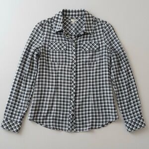 Hinge Black White Gingham Plaid Cotton Button Down Shirt Women’s Small